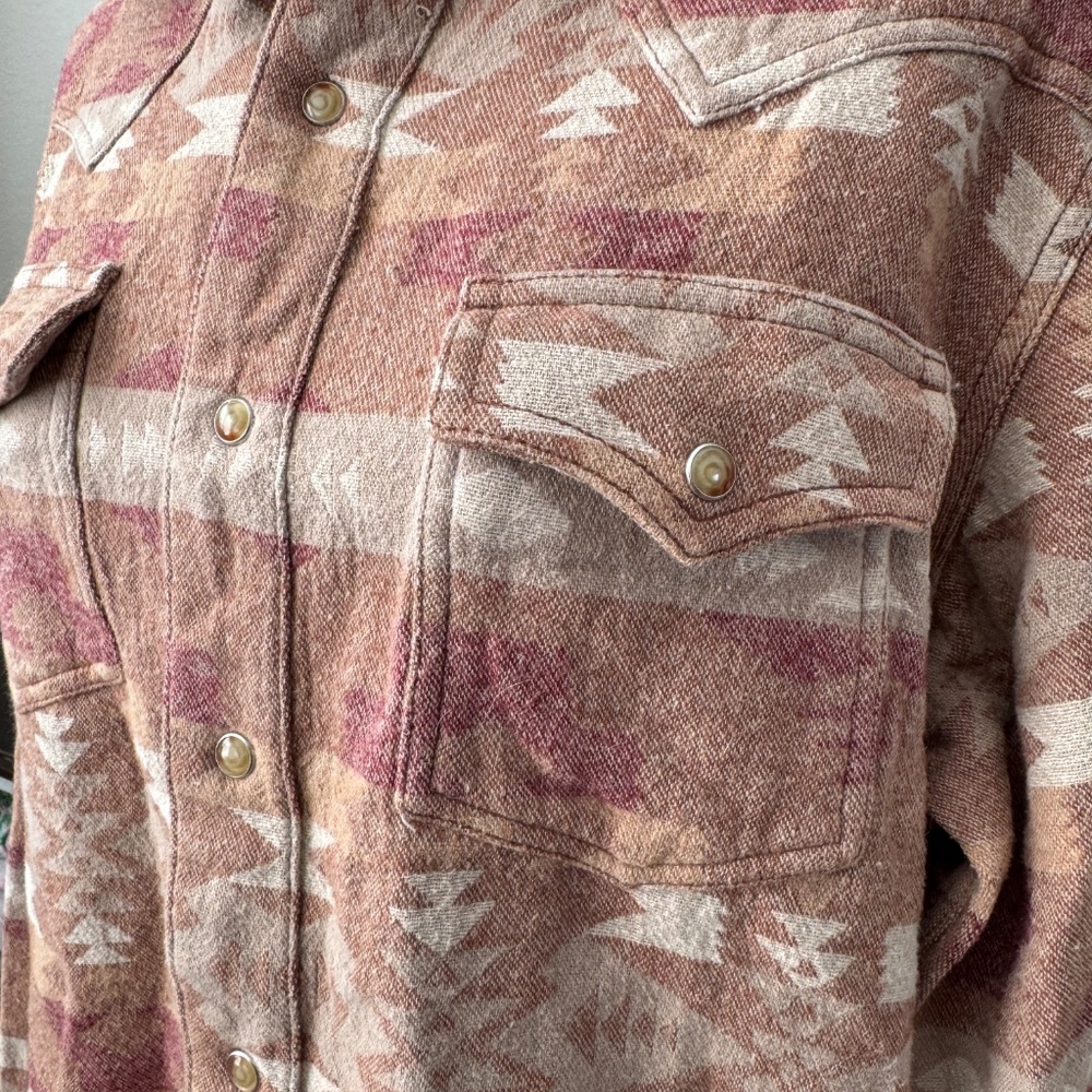 Wrangler Retro Southwestern Aztec Print Snap Western Shirt Jacket Men's Size L H - Picture 3 of 9